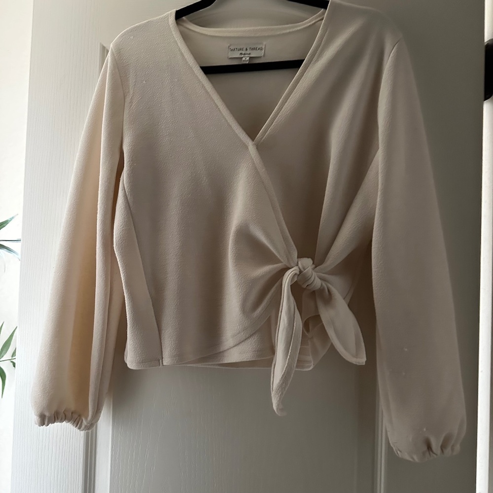 Madewell Texture & Thread Wrap Top Ivory color